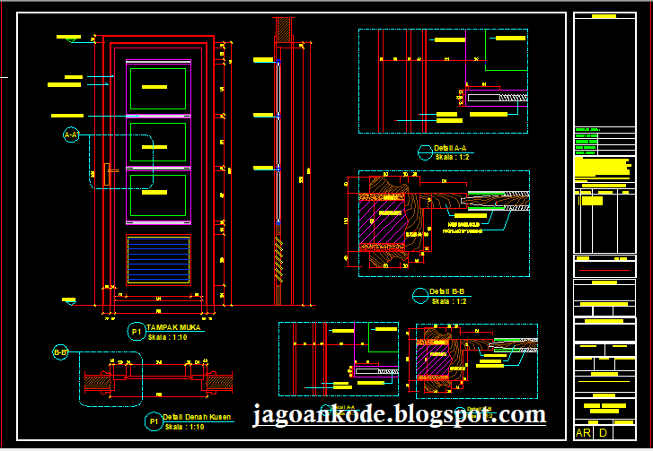 Detail Pintu Dan Kusen Pintu Autocad  File Dwg Jagoan Kode