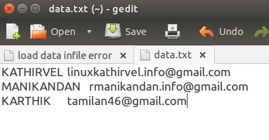 Mysql load data infile