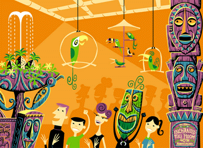 A tribute to Walt Disney's Tiki Room by the artist Shag