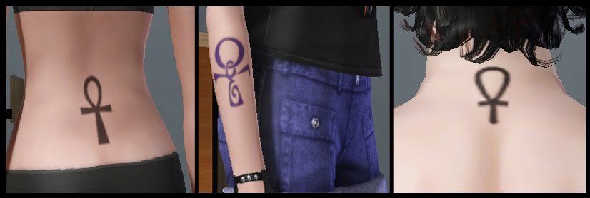 Ankh Tattoos - 4 designs by Astraea Nevermore. Download at Mod The Sims