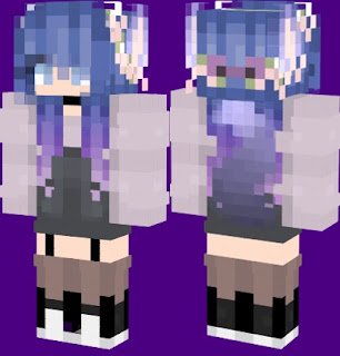 Skin Minecraft Garota Loba Cabelo Azul Cute Furry Girl Download