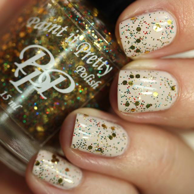 Paint It Pretty Polish Golden Presents glitter swatch