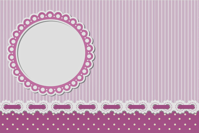 Stripes and Polka Dots in Lilac and White Free Printable Invitations, Labels or Cards.