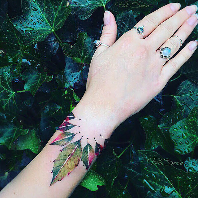 floral nature tattoos by Pis Saro