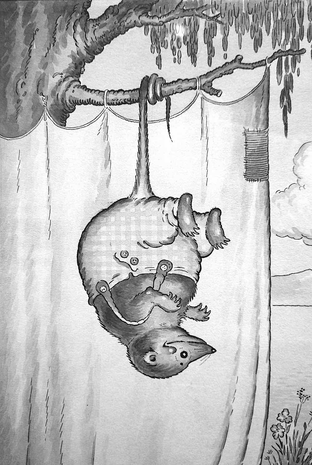 a Harrison Cady illustration of a hanging possum