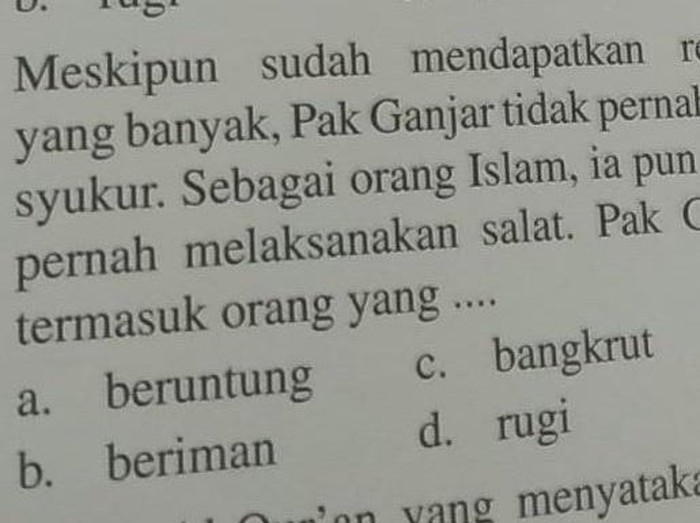 soal PAI ganjar