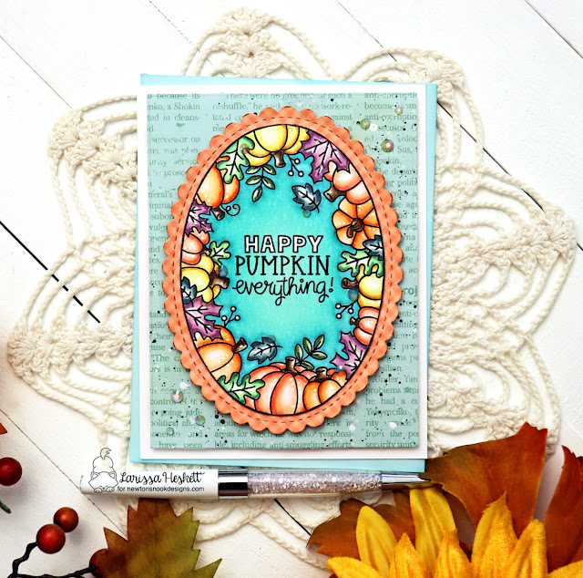 Pumpkin Everything Card by Larissa Heskett | Autumn Oval Stamp Set, Autumn Paper Pad and Oval Frames Die Set by Newton's Nook Designs #newtonsnook