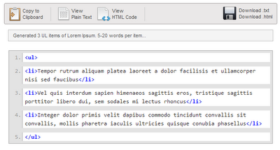 Lorem Ipsum con marcado HTML