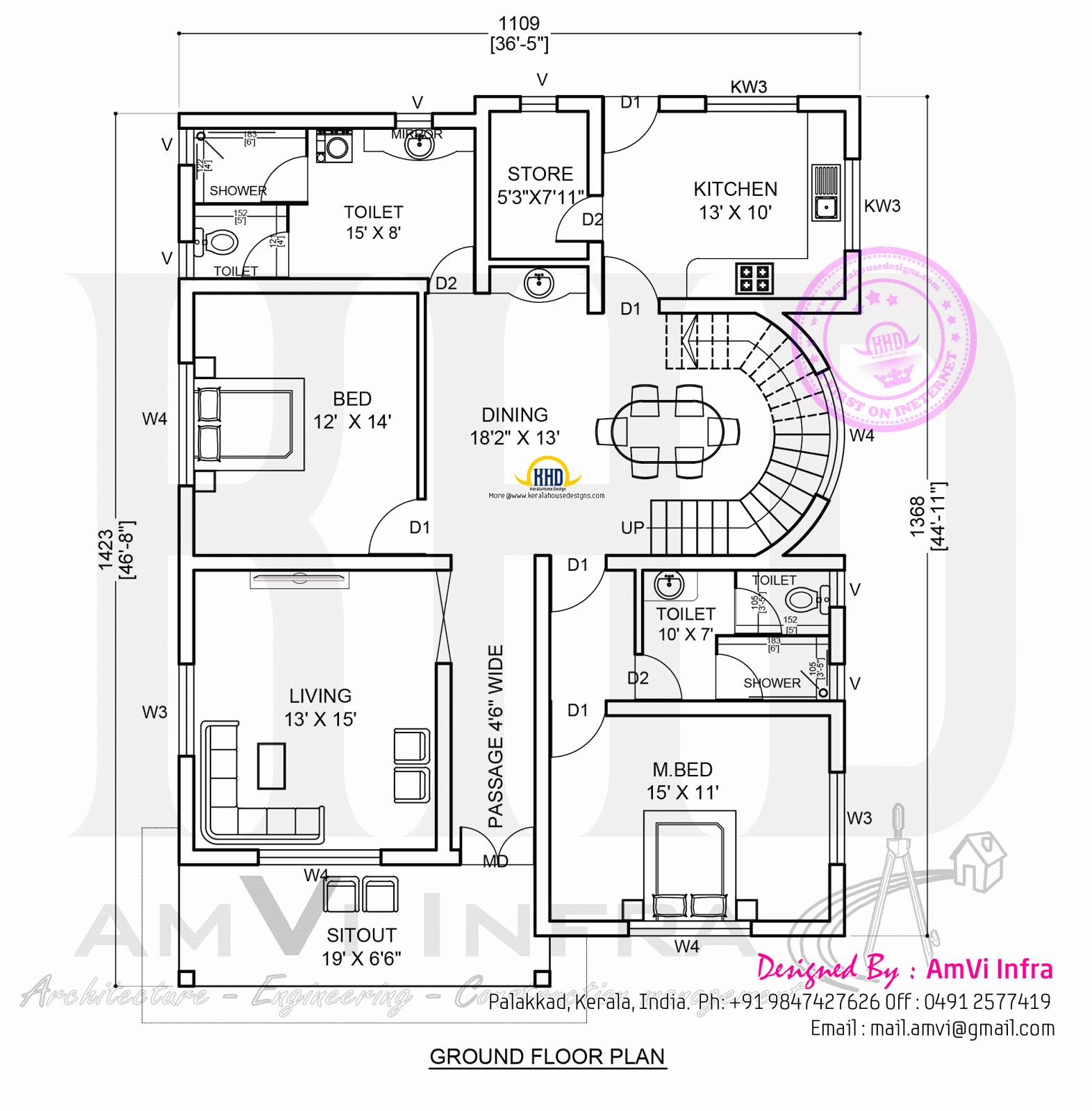  5  bedroom  contemporary  house  with plan  Kerala  home  