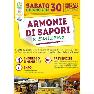 Armonie di Sapori, cena itinerante 30 giugno Sulzano (BS)