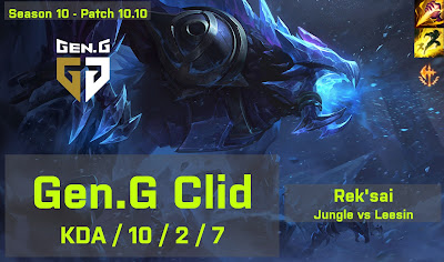 Gen G Clid Reksai JG vs T1 Ellim Leesin - KR 10.10