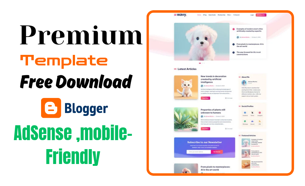 Wavy Blogger Template Premium Free Download