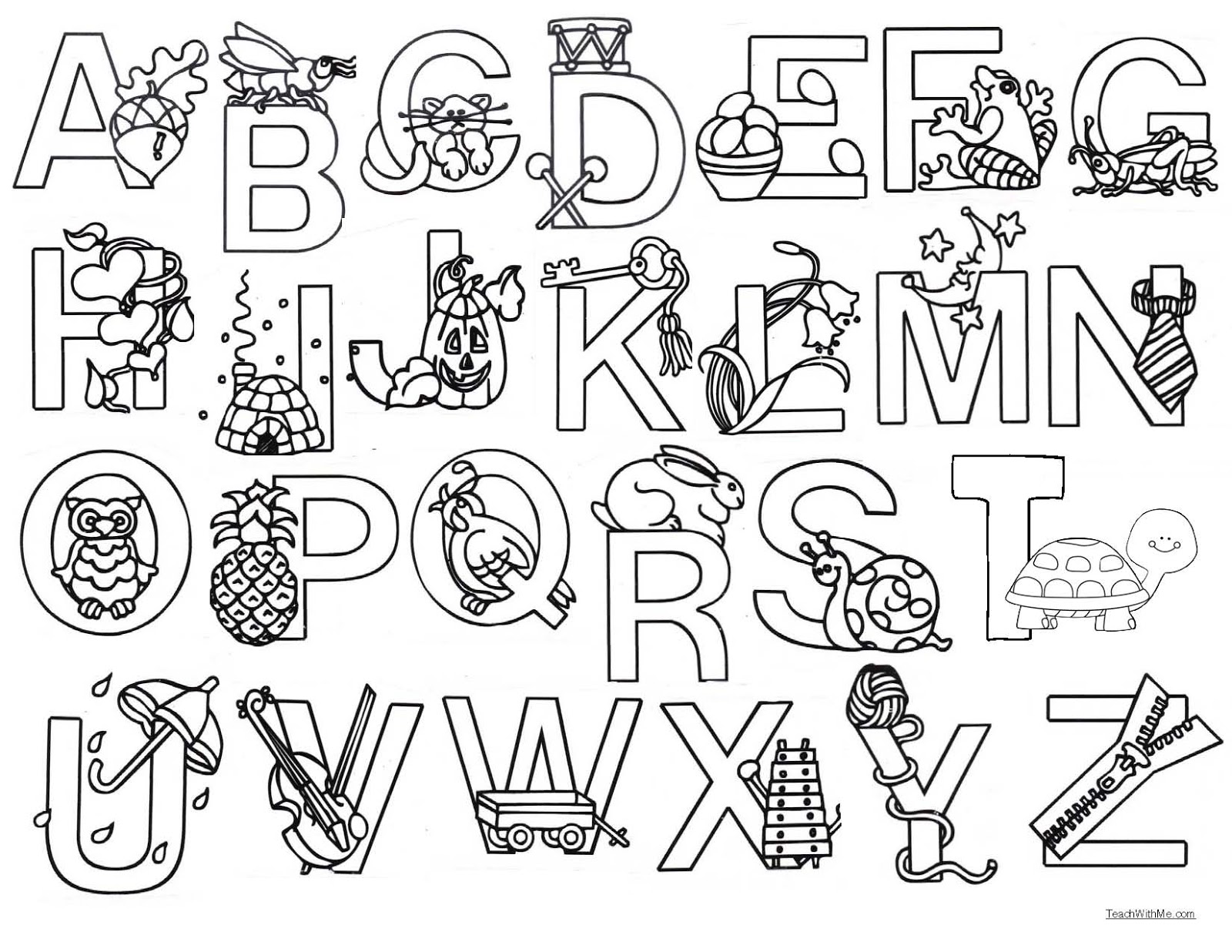 Printable Alphabet Coloring Pages 7