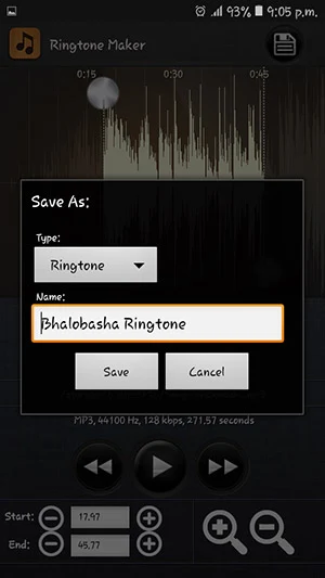 Ringtone Maker File Saving Option