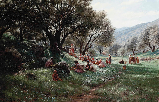 Cueillette d'olives dans les montagnes par Antoine Gadan