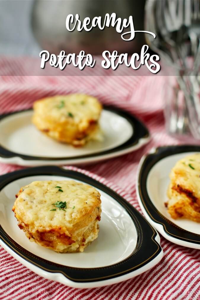 Creamy Potato Stacks with Garlic, Herbs, and Cheese