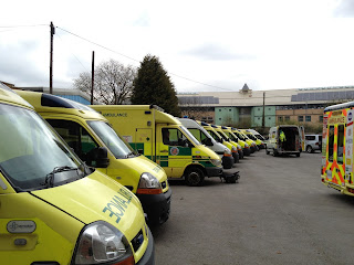 Ambulances ready to depart for THE BIG DRIVE at Nottingham Forrest Football Club