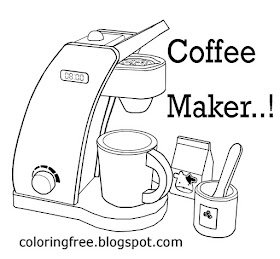 Simple clipart drink printable pictures to color online coloring for kids coffee maker kitchen set