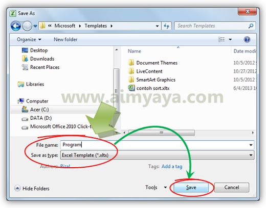 Pembuatan dokumen biasanya mempunyai format atau contoh tertentu Cara Membuat Template Dokumen Ms Excel 2010