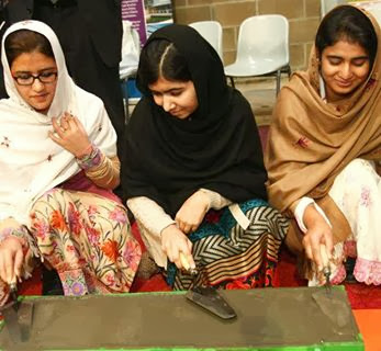 Malala Yousafzai with friends 