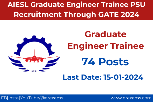 AIESL Graduate Engineer Trainee PSU Recruitment Through GATE 2024 Notification Out Apply Online