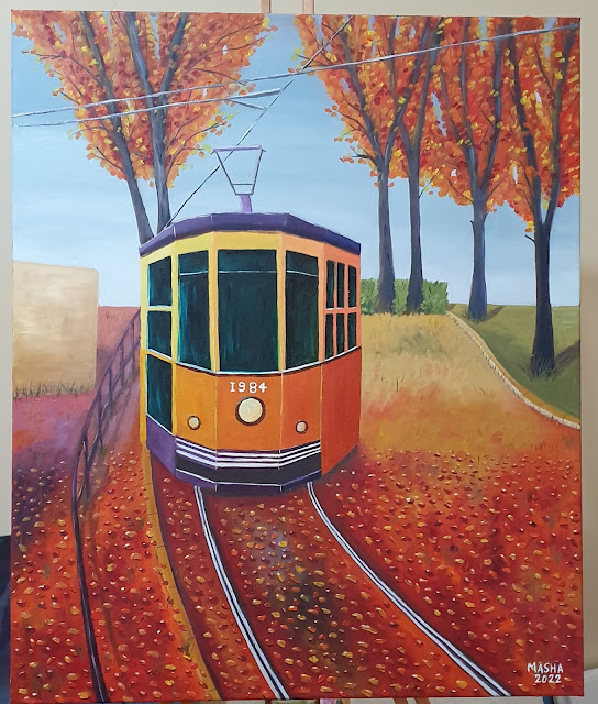 Peinture sur toile Masha Un tramway