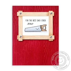 Sunny Studio Blog: For the Best Dad I Ever Saw Punny Father's Day Card (using Tool Time Stamps & Woodgrain Embossing Folder)