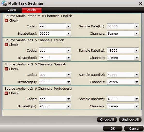 Multi-track settings