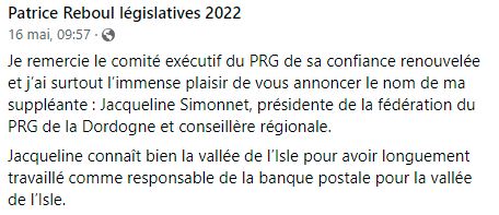 Patrice Reboul candidat député Dordogne 2022