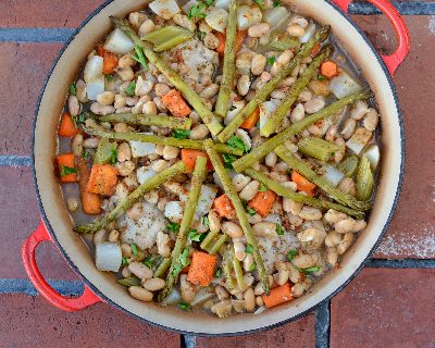 One-Pot Chicken with Beans and Vegetables ♥ KitchenParade.com, just add canned beans and vegetables and voila, supper's on the table.