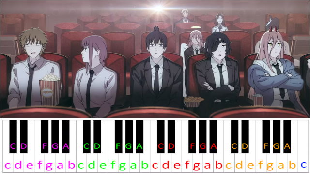 KICK BACK by Kenshi Yonezu (Chainsaw Man OP) Piano / Keyboard Easy Letter Notes for Beginners