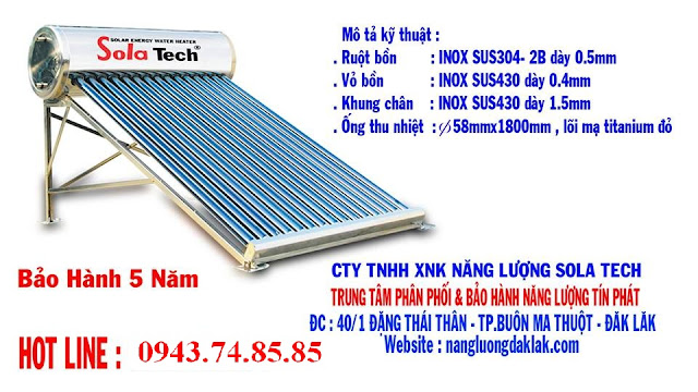 Máy nước nóng năng lượng mặt trời solatech tại Buôn Ma Thuột - ĐăkLăk