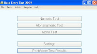 Data Entry Test KSPH Key Strokes Per Hour