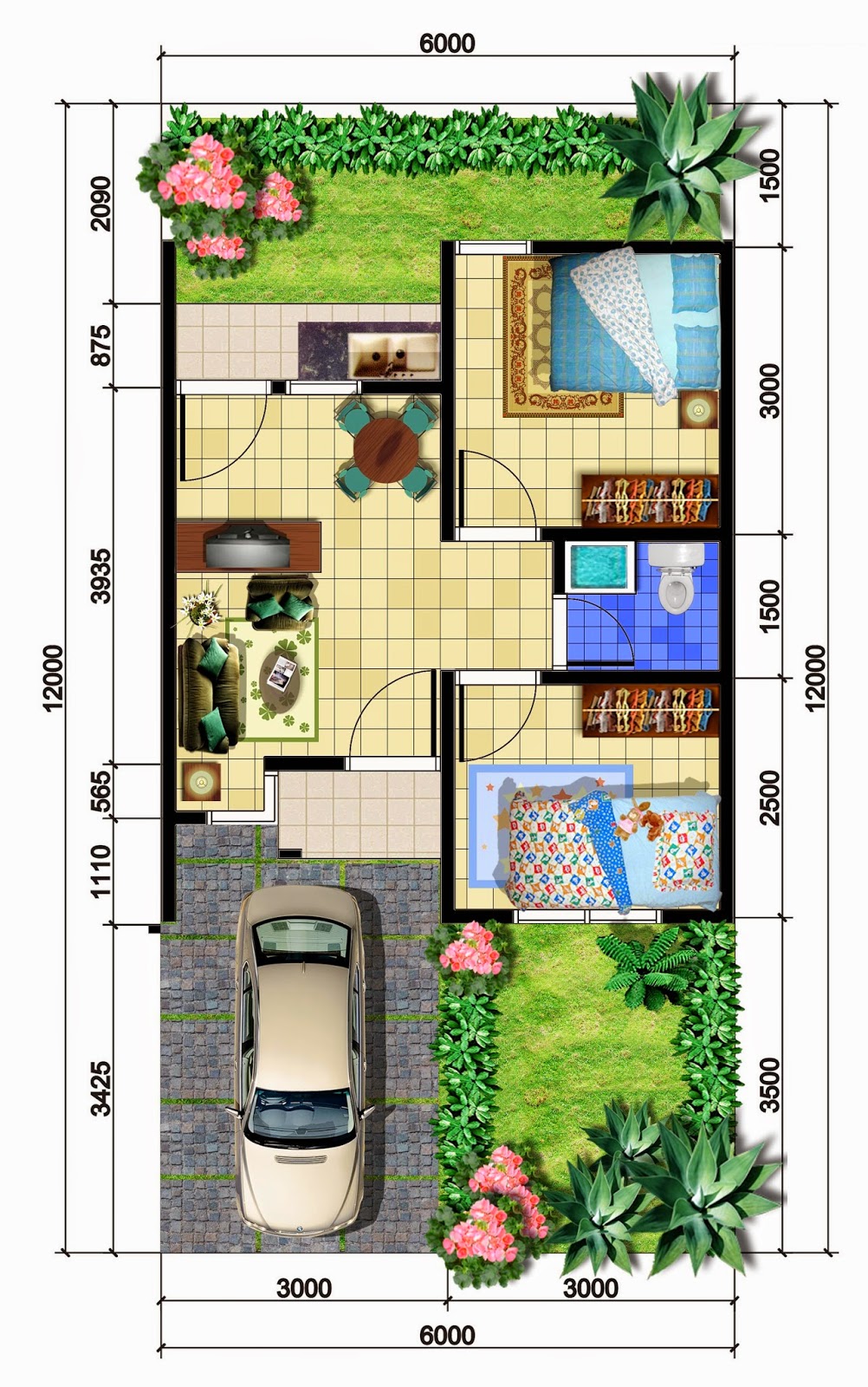 10 Model Denah Rumah Minimalis 1 Lantai Desain Furniture Minimalis