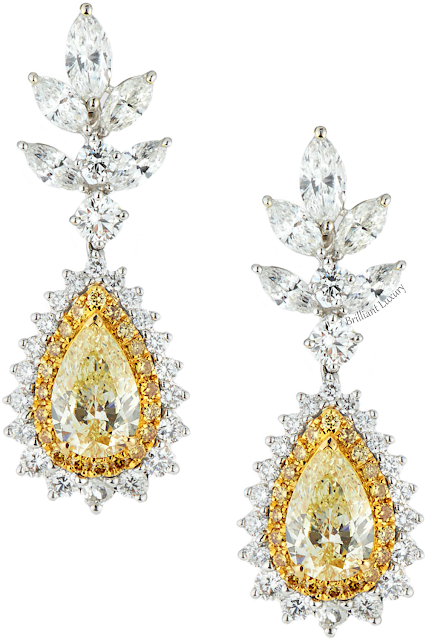 ♦Alexander Laut 18k white gold yellow sapphire diamond earrings #jewelry #brilliantluxury