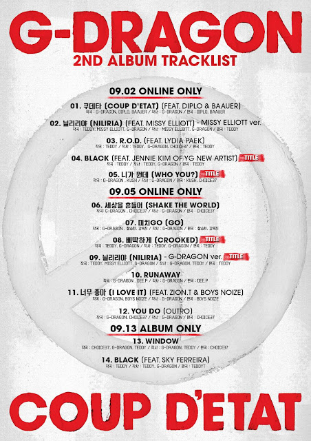 g-dragon coup d'etat album tracklist image