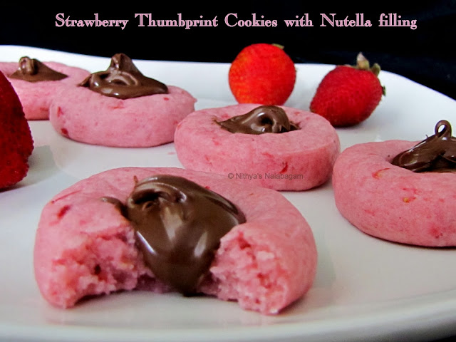 Eggless Strawberry Nutella Thumbprint Cookies