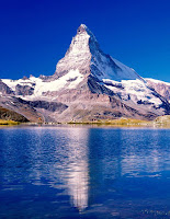 Matterhorn in the Swiss Alps, reflection in a mountain lake