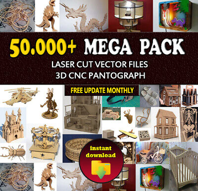 MEGA PACK CNC FILES 55000+ dxf cdr laser cut vector 3d files pantograph cnc doll