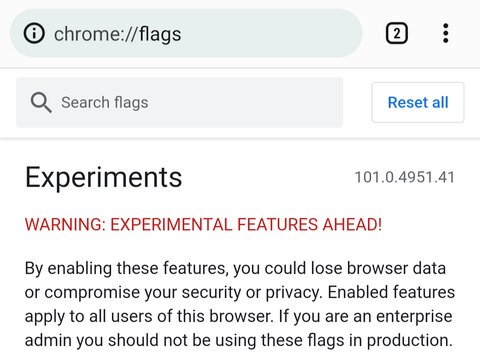 ChromeのExperimentsの画面