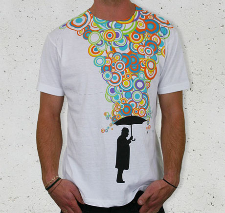 This shirt features colorful,
