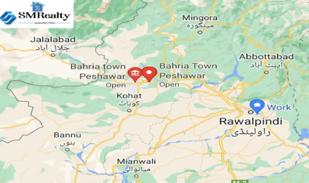Google Maps Show the location of bahria town peshawar head office are site map