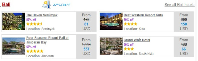 Bali Hotels on Half Price