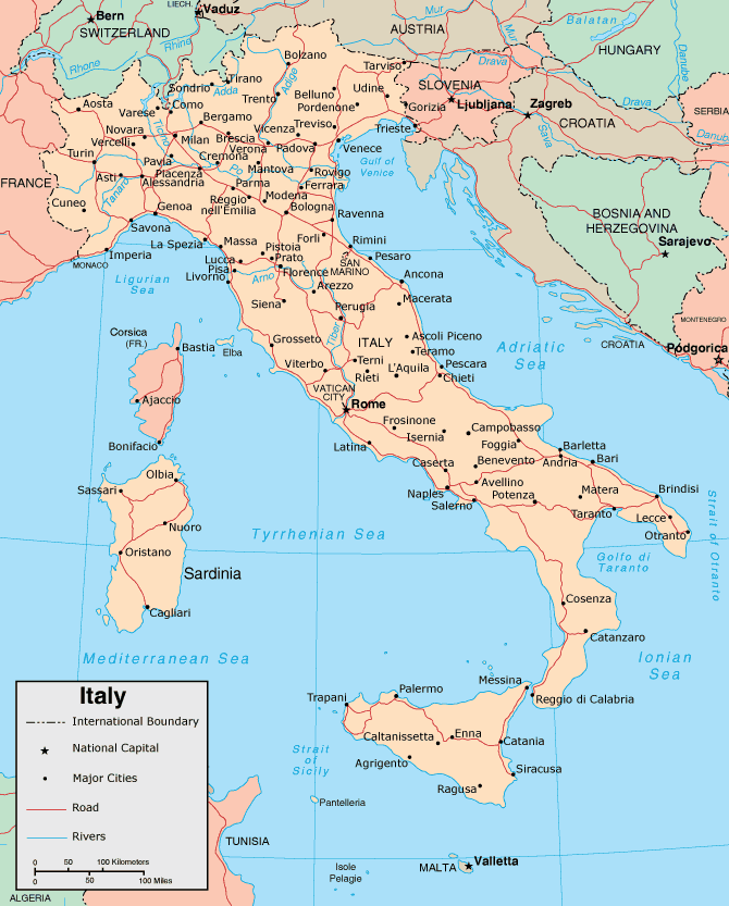 google maps europe: Map of Italy Country Area