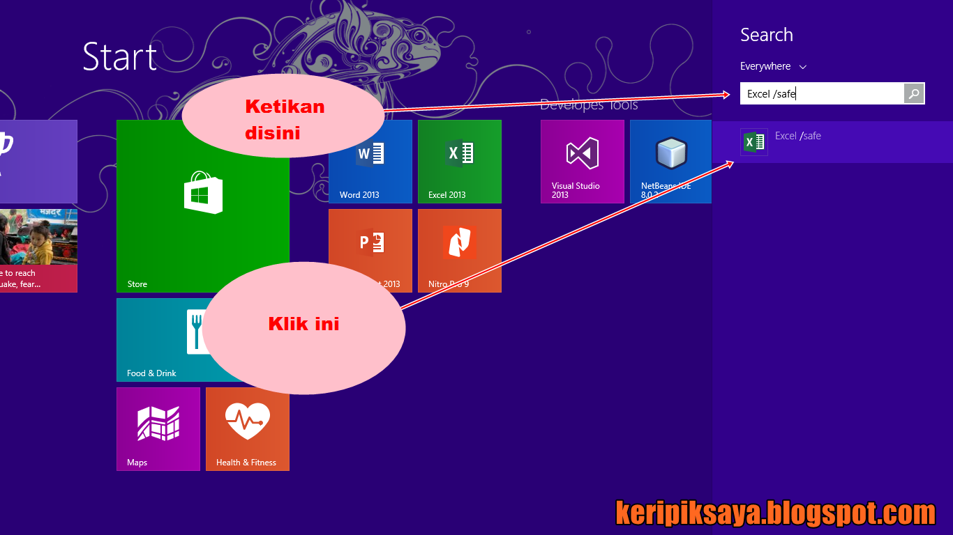 Tampilan run, pada windows 8