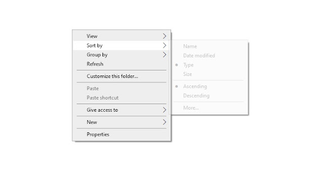 Perbedaan Sort By Name, Size, Item Type, dan Date Modified di Windows