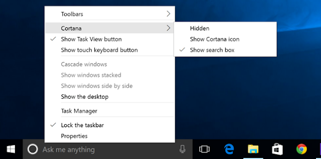 Removing-the-Cortana-Search-Box-from-the-Taskbar