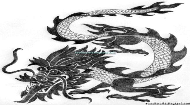 Pencil Drawings Of A Dragon