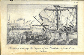 Image of the Boston Tea Party: Americans throwing the Cargoes of the Tea Ships into the River, at Boston