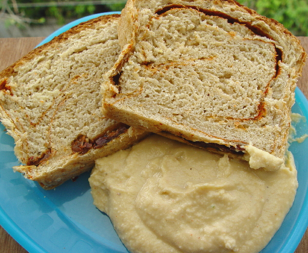 Mediterranean Sun Dried Tomato Bread with Hummus